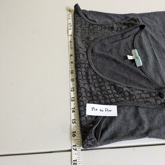 Pleione Front Sequin Dark Gray Sleeveless Top Size M Stretch Glam Classic - Picture 10 of 12